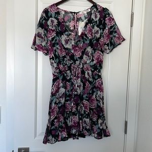 ROW A Floral Faux Wrap Dress